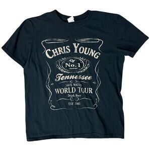 Chris Young Black 2016 World Tour Country Music Bourbon Logo T-Shirt Size M